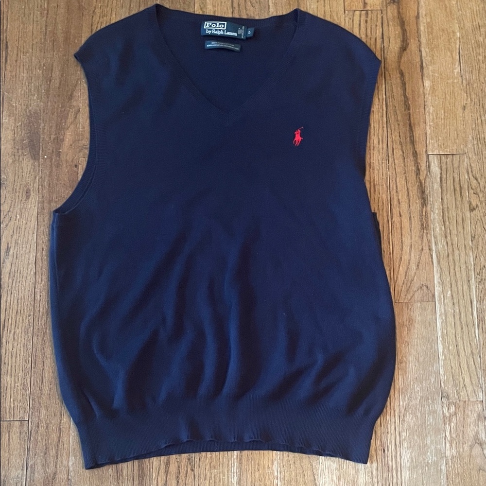 Polo by Ralph Lauren cotton Men's Navy Sweater Vest size large